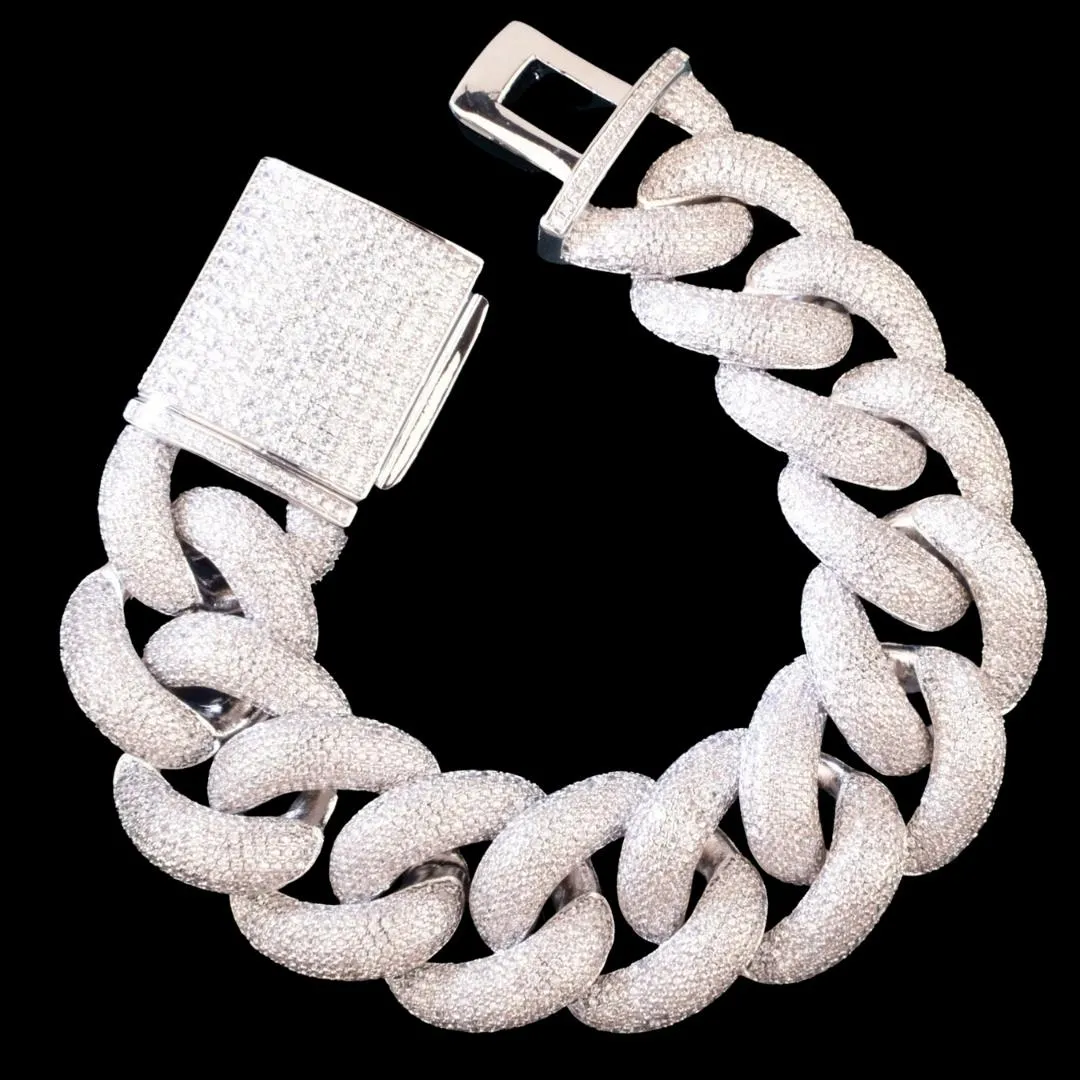 20MM VVS Miami Cuban Iced Out Diamond Necklace Bracelet Set