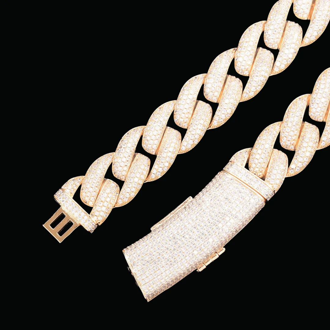 20MM VVS Miami Cuban Iced Out Diamond Necklace Bracelet Set