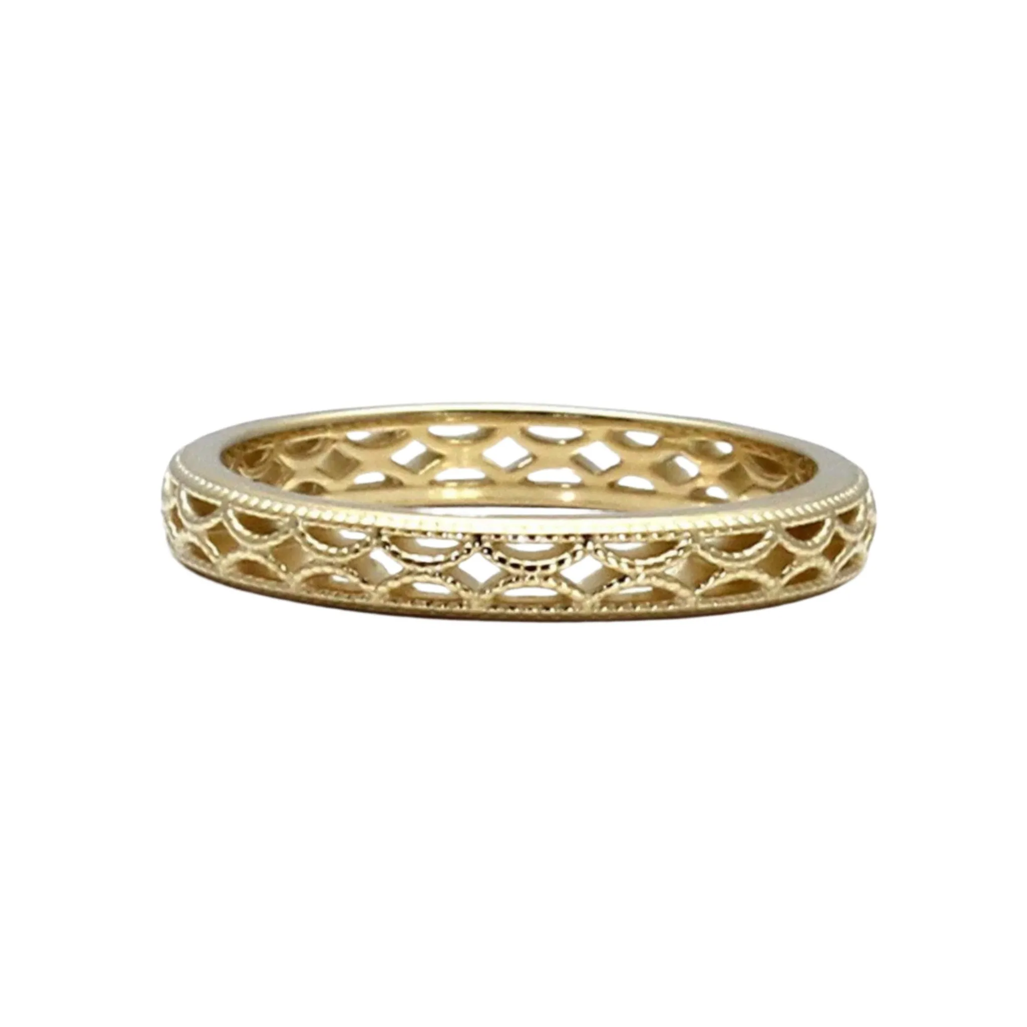 3mm Vintage Style Wedding Band | Art Deco Design with Filigree, Openwork and Milgrain