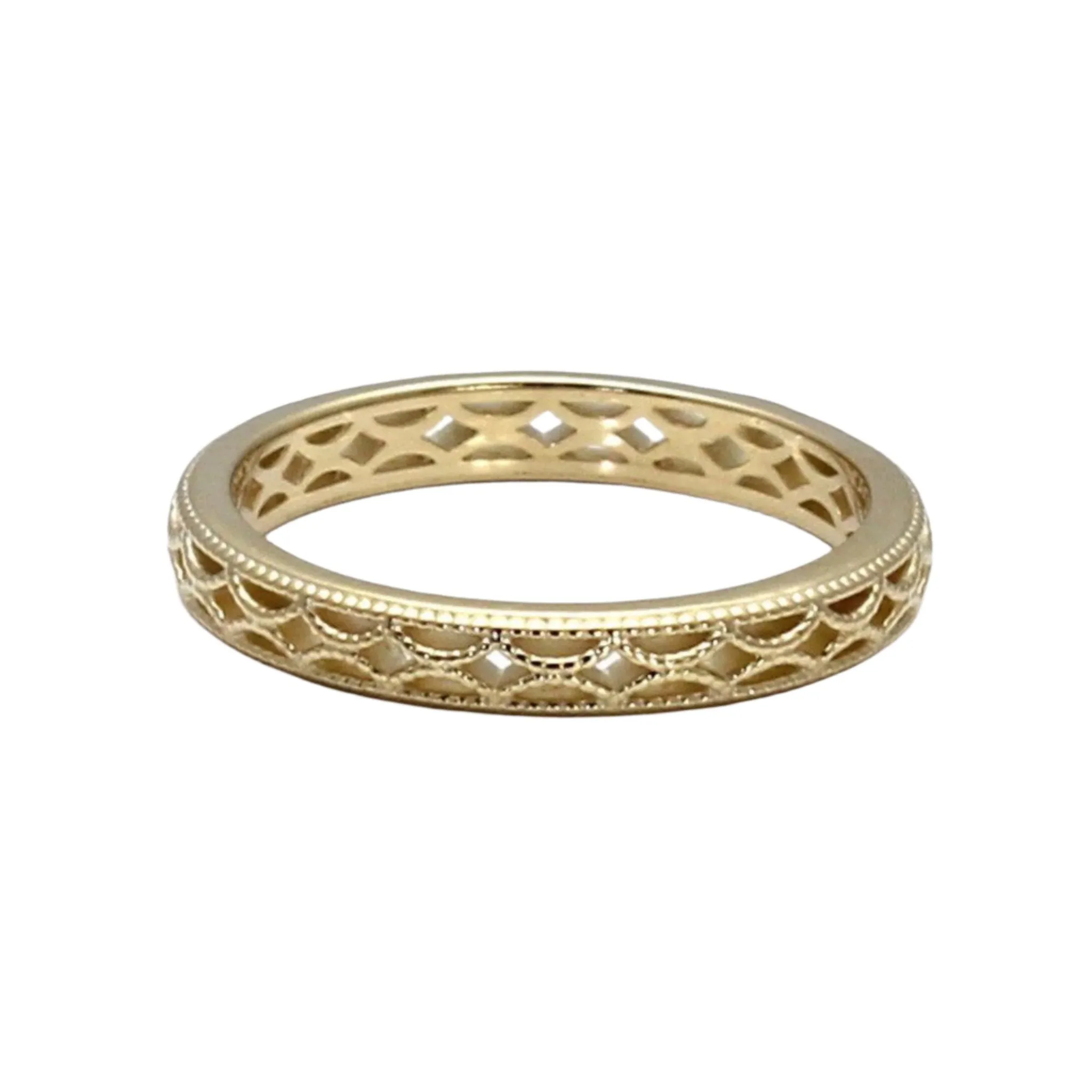 3mm Vintage Style Wedding Band | Art Deco Design with Filigree, Openwork and Milgrain