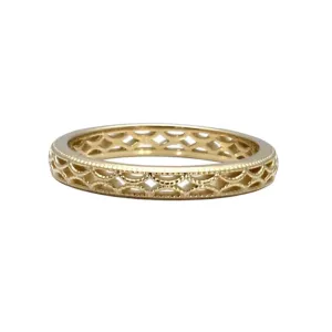 3mm Vintage Style Wedding Band | Art Deco Design with Filigree, Openwork and Milgrain