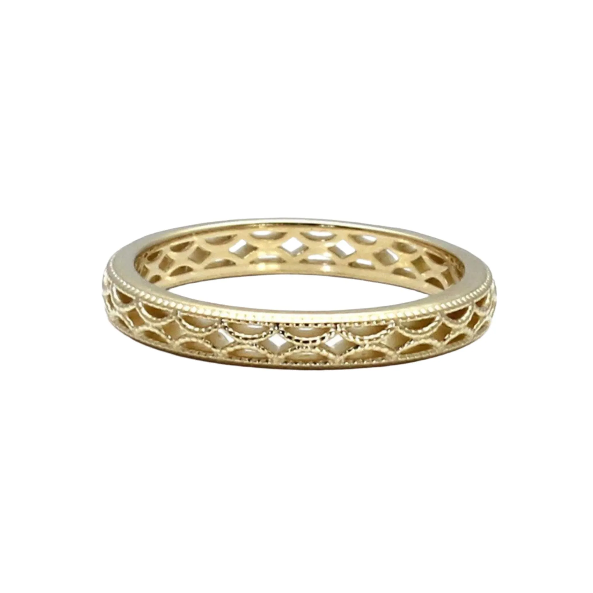 3mm Vintage Style Wedding Band | Art Deco Design with Filigree, Openwork and Milgrain