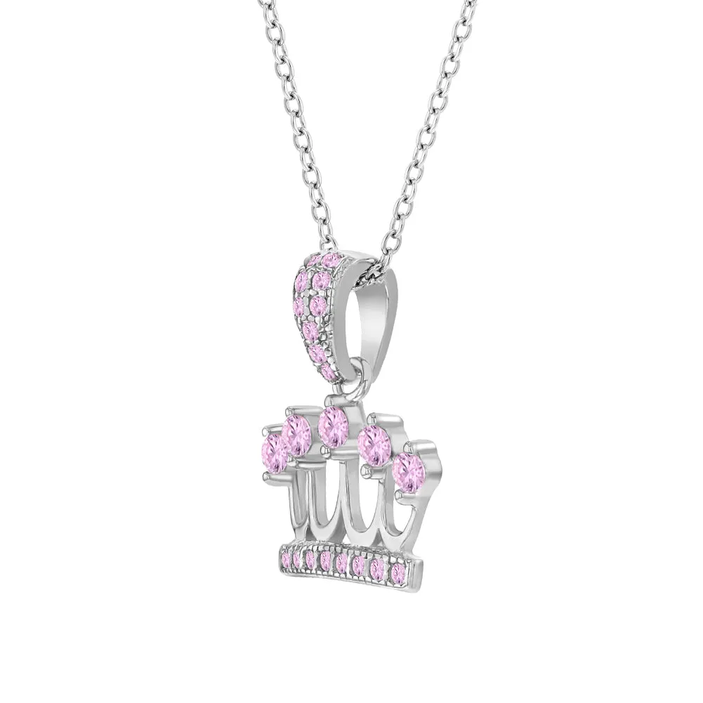 5 Point CZ Crown Kids/Children's/Girls Pendant/Necklace - Sterling Silver