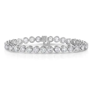 7 cttw Bubble Link Diamond Tennis Bracelets in 18K White Gold