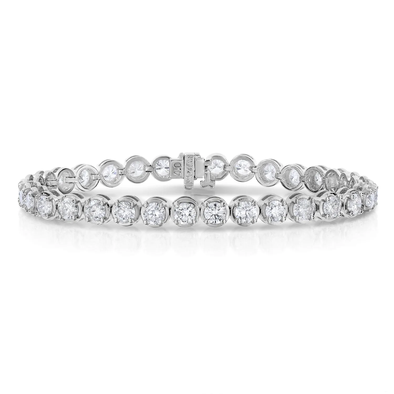 8 cttw Bubble Link Diamond Tennis Bracelets in 14K White Gold