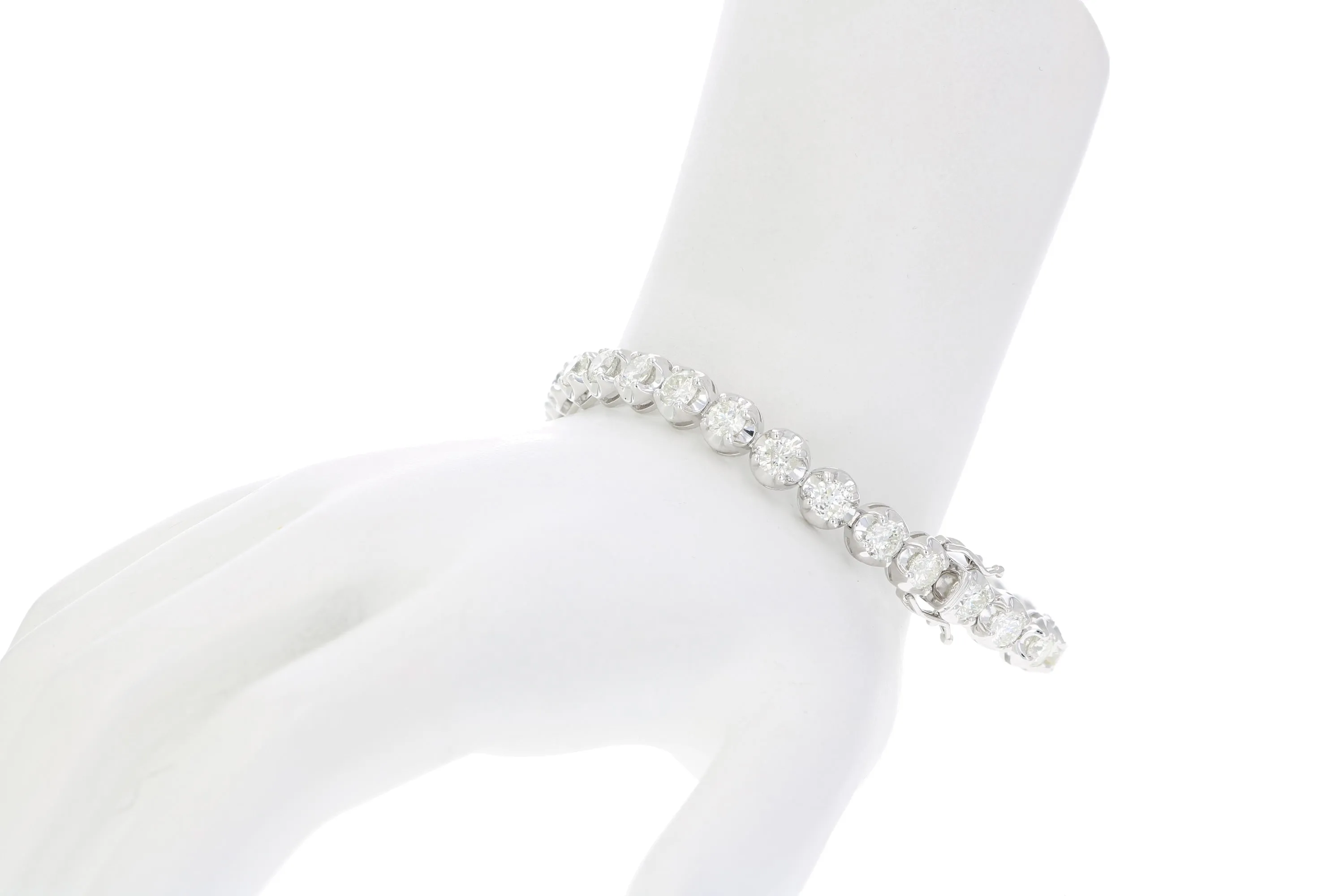 8 cttw Bubble Link Diamond Tennis Bracelets in 14K White Gold