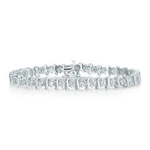 8 cttw S Link Diamond Tennis Bracelets in 14K White Gold