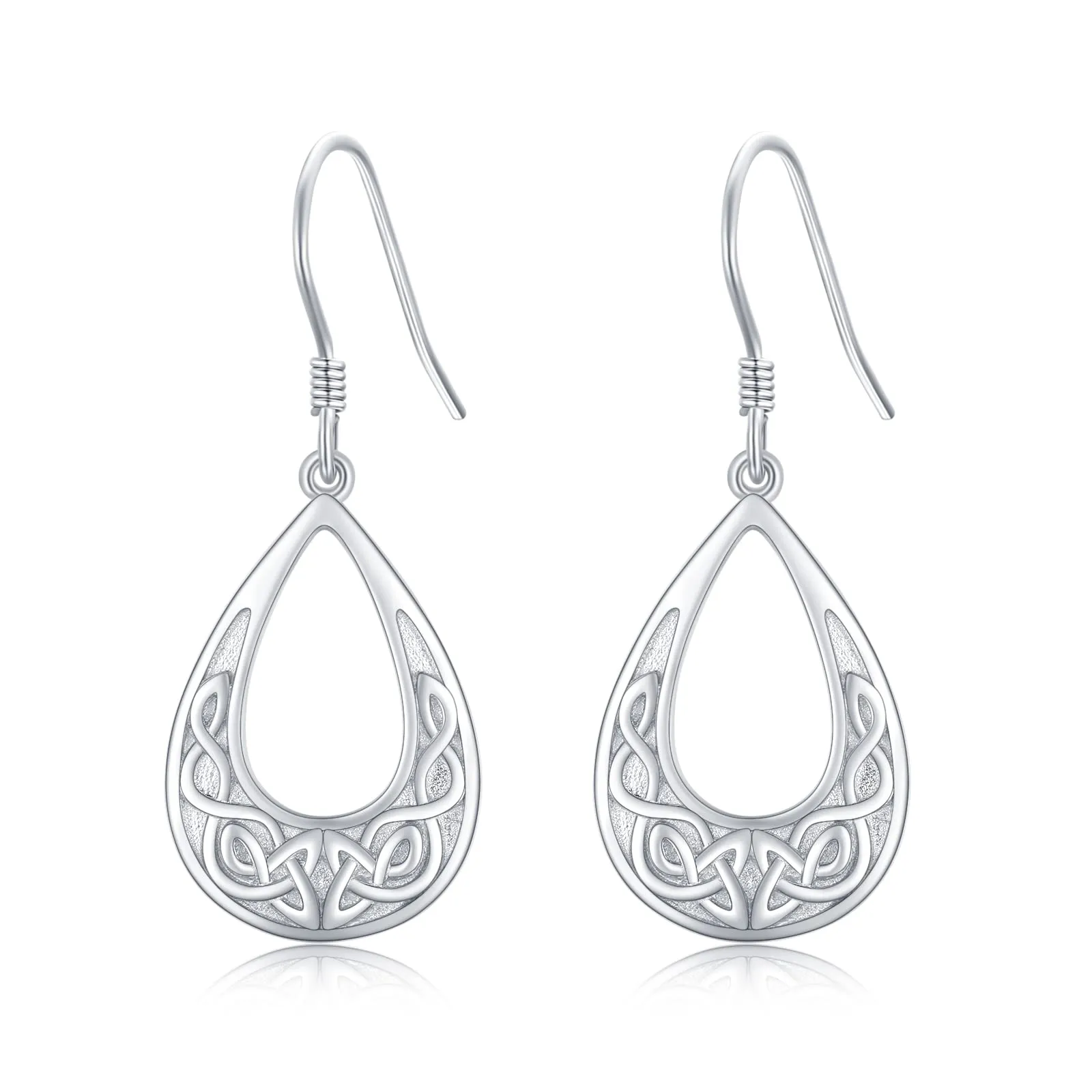 925 Sterling Silver Celtic Knot Earrings Triquetra Hypoallergenic Dangle Hook Earrings White Gold Plated Delicate Good Luck Irish Celtic Jewelry Christmas Gift for Women