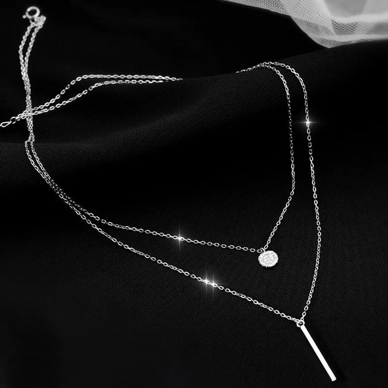 925 Sterling Silver Double layer Necklace