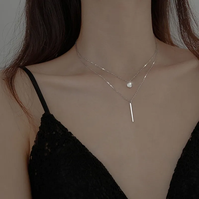 925 Sterling Silver Double layer Necklace