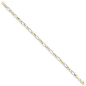 9ct 2 Tone Gold Hollow 4mm 18 Inch Figaro Necklace 5.0g