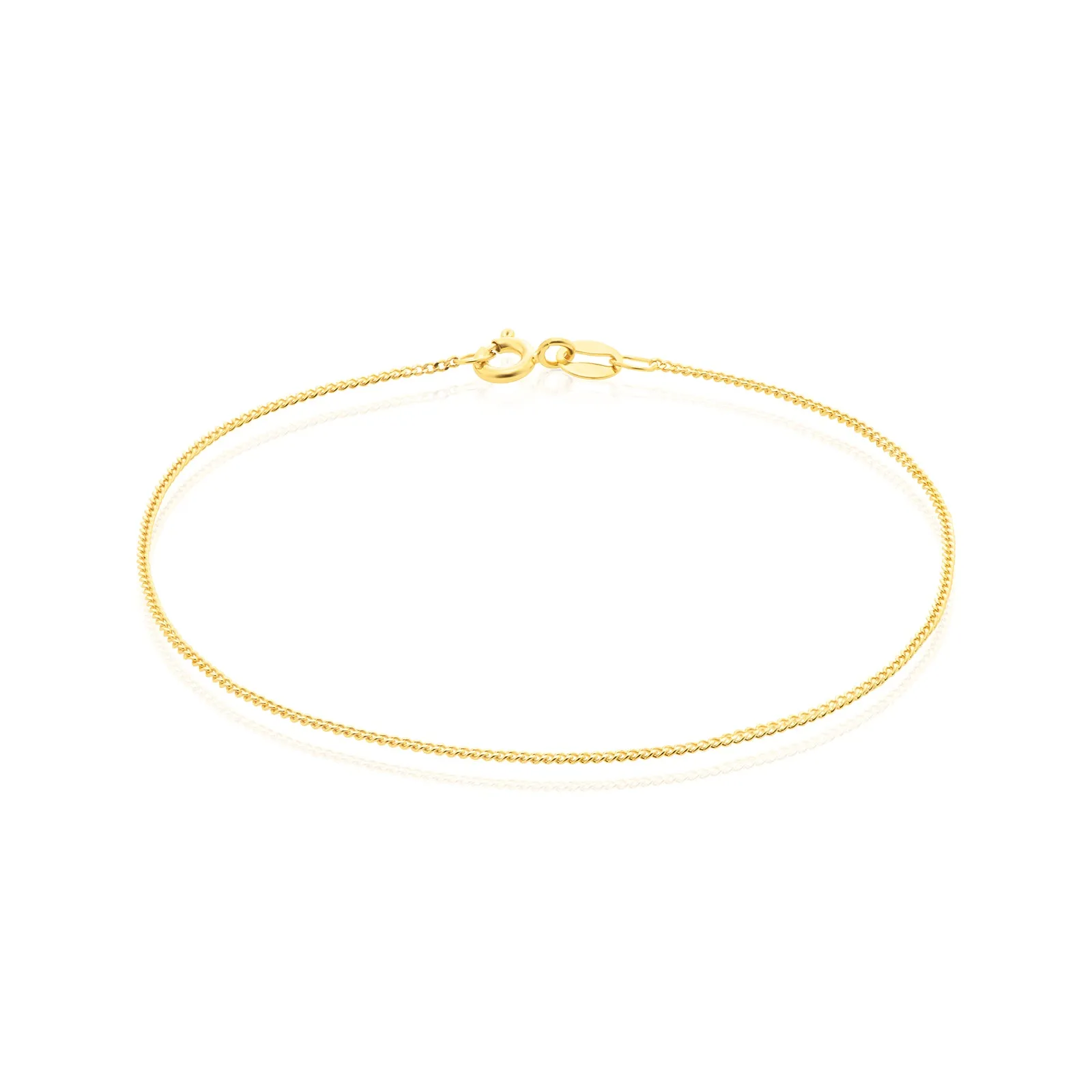 9ct Yellow Gold 19cm Curb 30 Gauge Diacut Bracelet