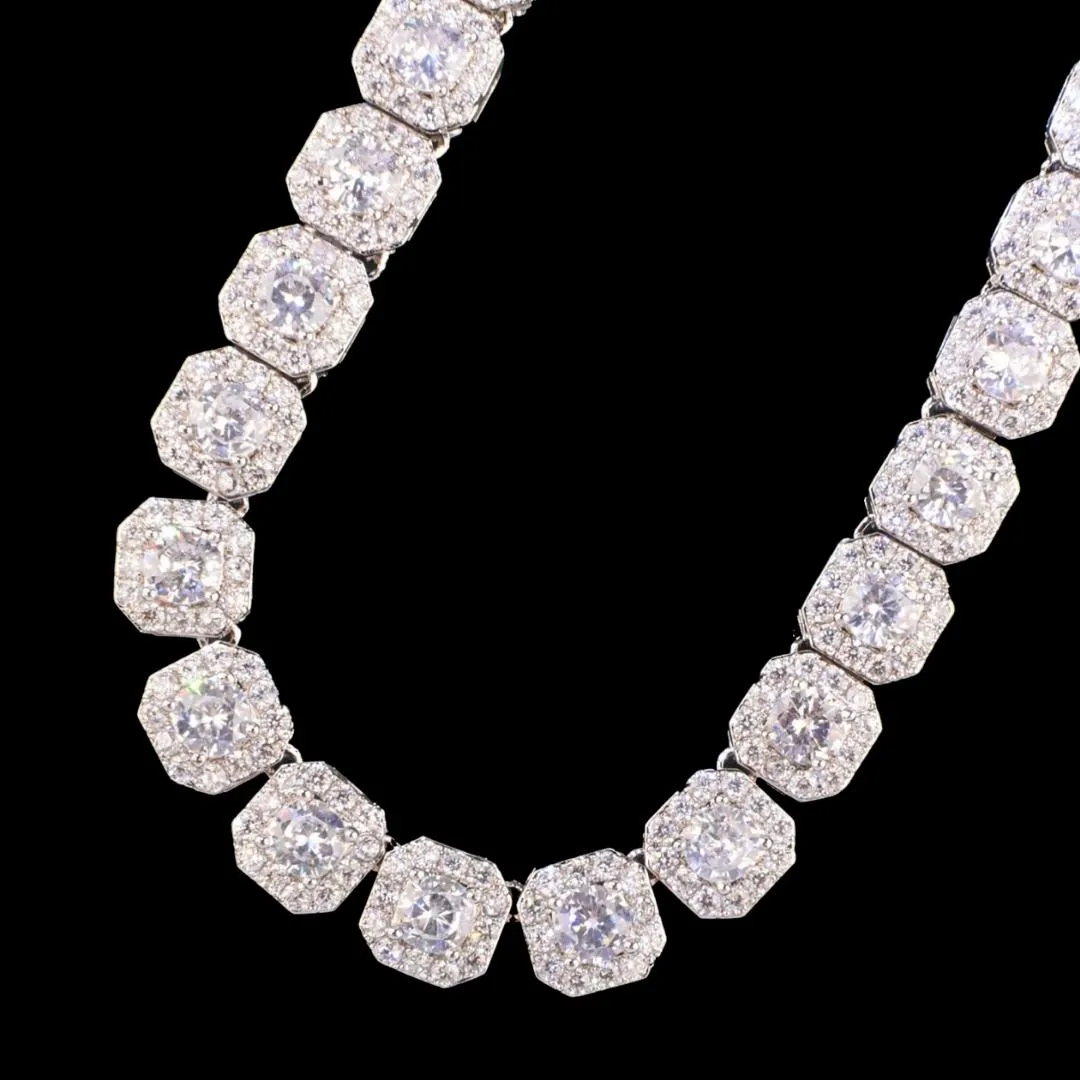 9MM Square Clustered Tennis Iced Out Diamond Necklace Bracelet Set