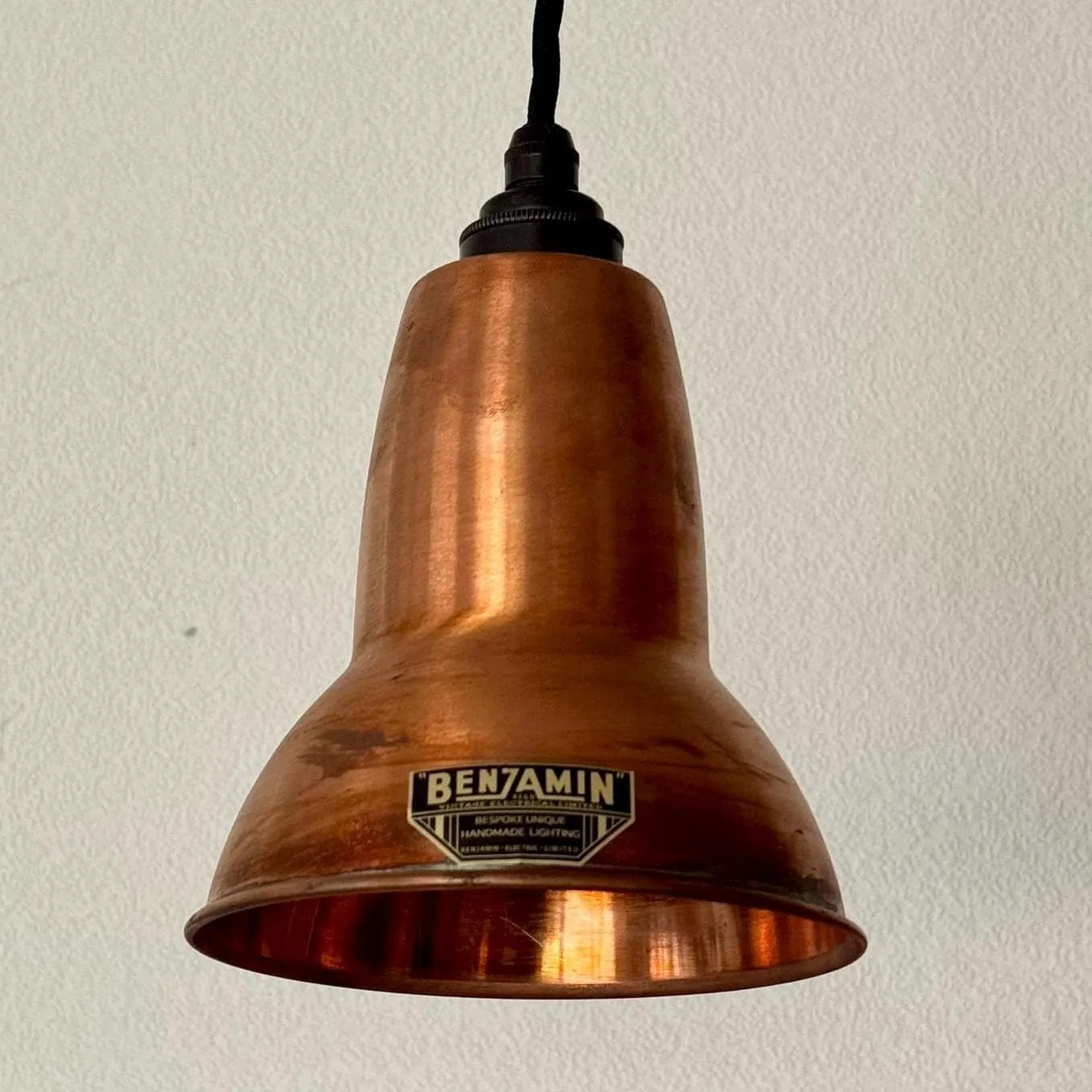 Alby ~ 3 x Antique Copper Lampshade Pendant Set Wooden Track Light | Dining Room | Kitchen Table