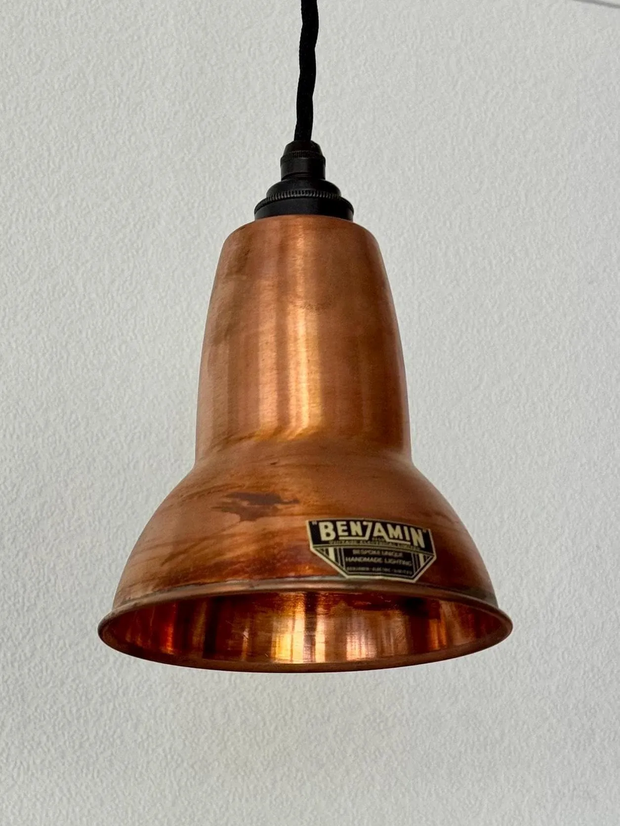 Alby ~ 3 x Antique Copper Lampshade Pendant Set Wooden Track Light | Dining Room | Kitchen Table