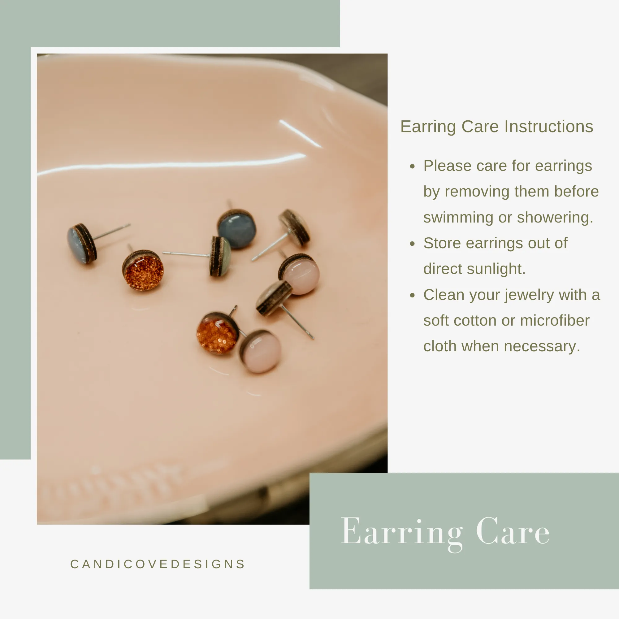 Aquamarine Sparkle Stud Earrings by Candi Cove Designs