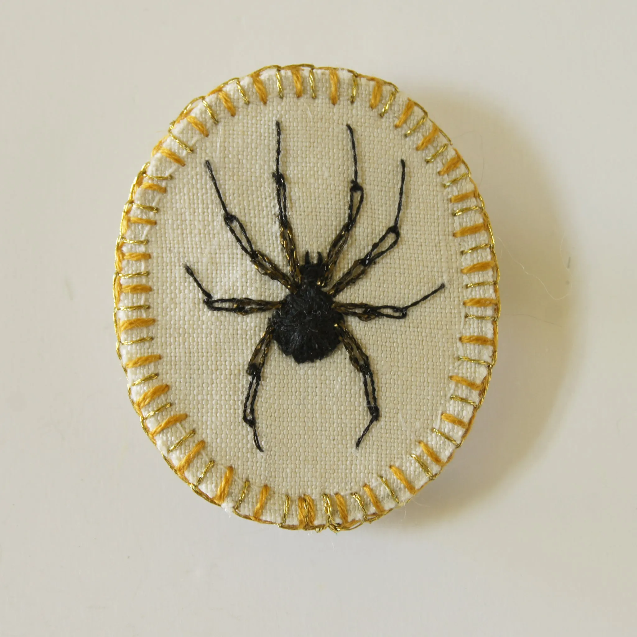 Arachnid Brooch Hand Embroidered Spider Pin Arachnophile Jewelry