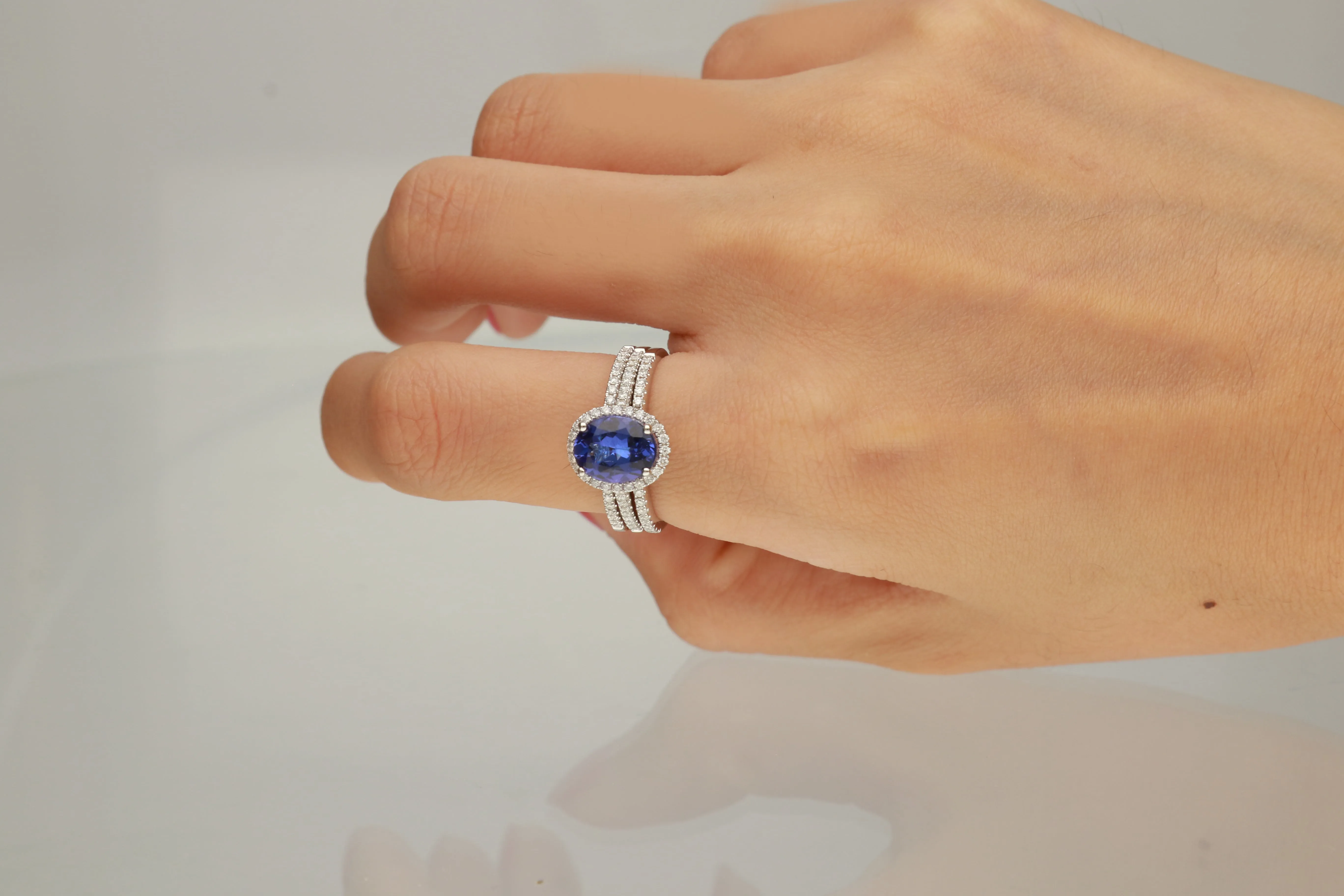 Bailey 14K White Gold Oval-Cut Tanzanian Tanzanite Ring