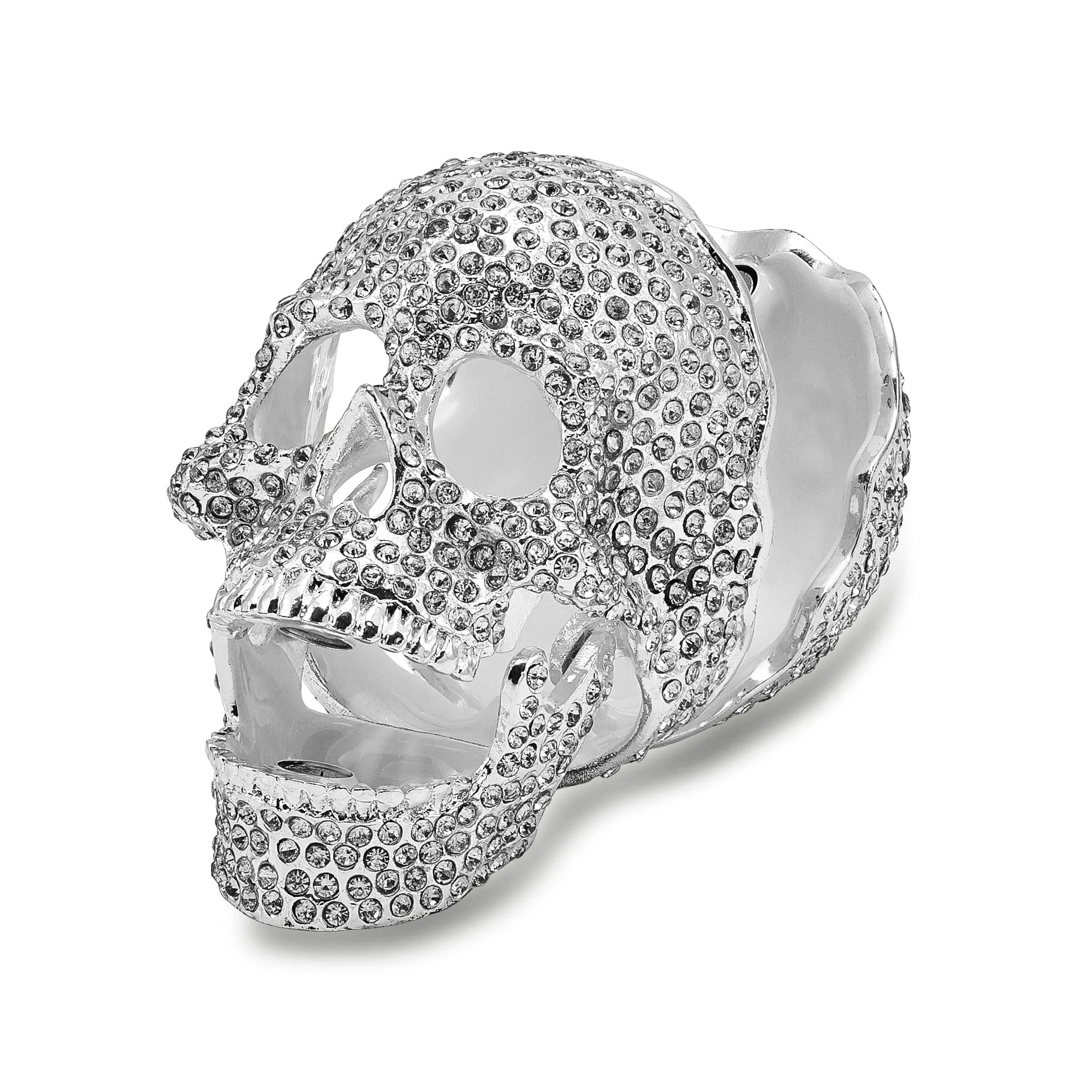 Bejewel Silver Color TREASURE TROVE Full Crystal Skull Trinket Box