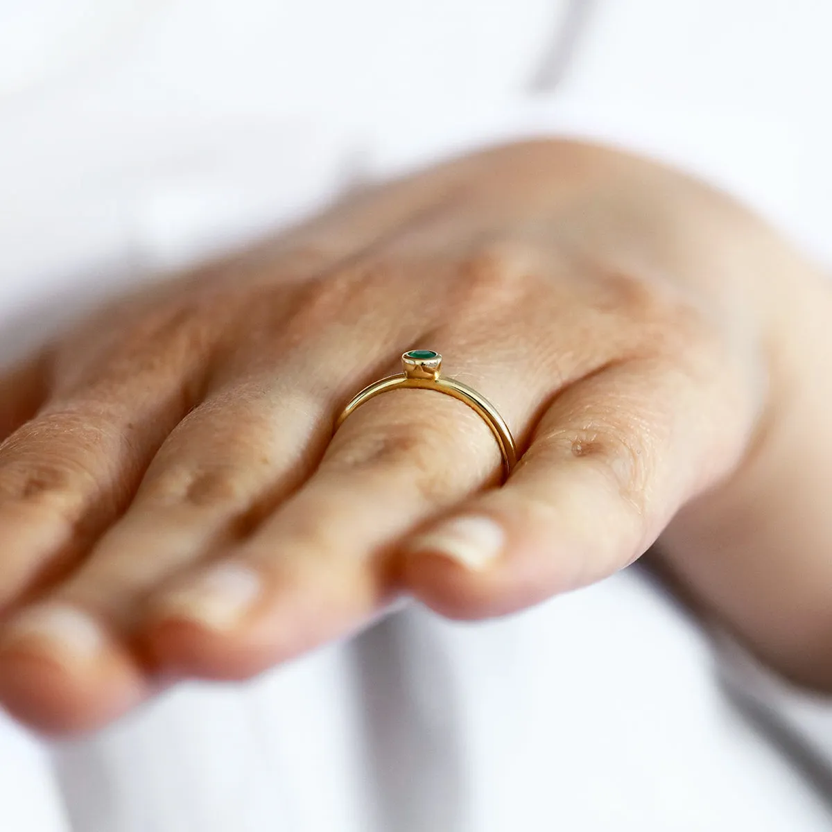 Bijou Collection 0.11ct Emerald Rubover Ring | 9K Yellow Gold