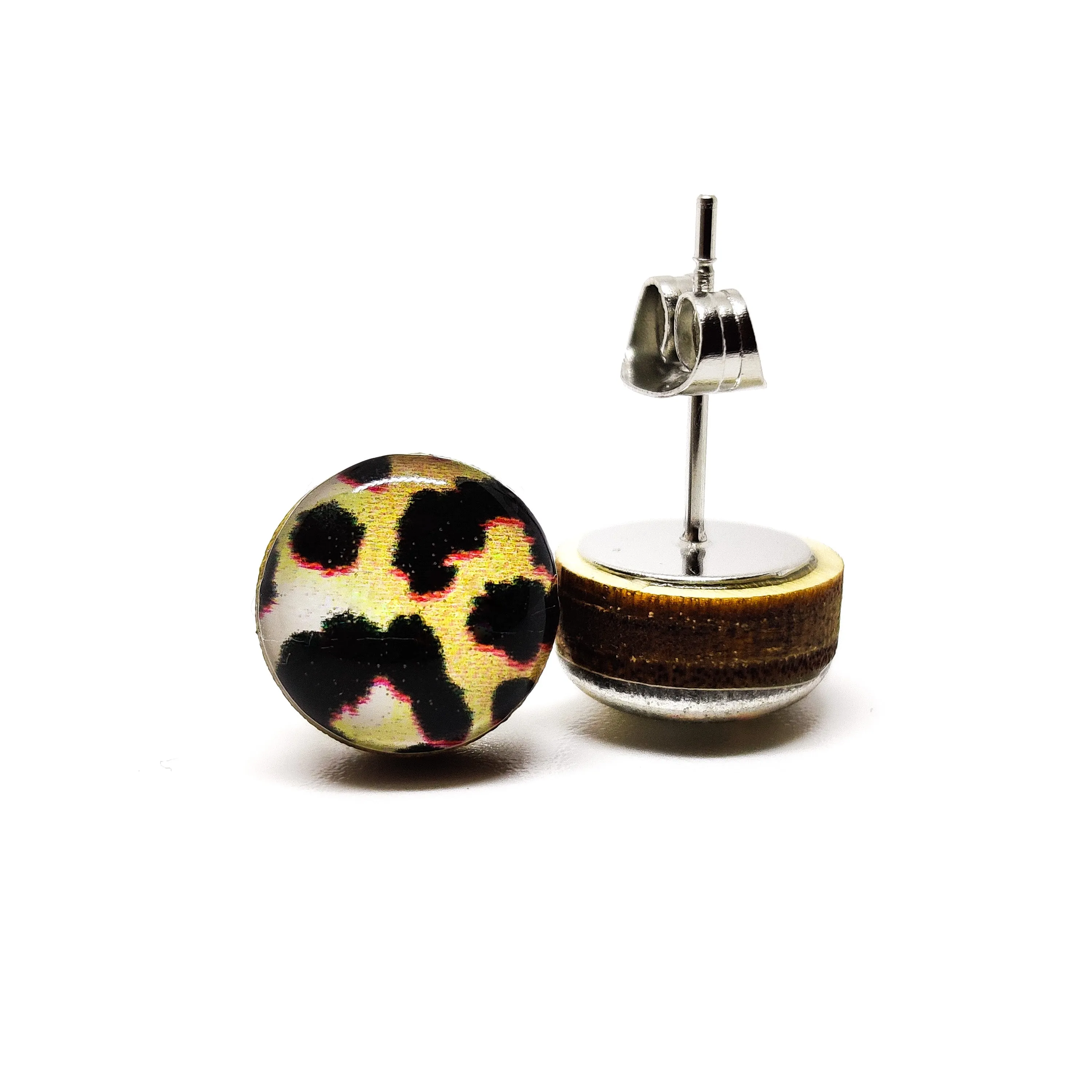 Black and Tan Cheetah Print Stud Earrings by Candi Cove Designs