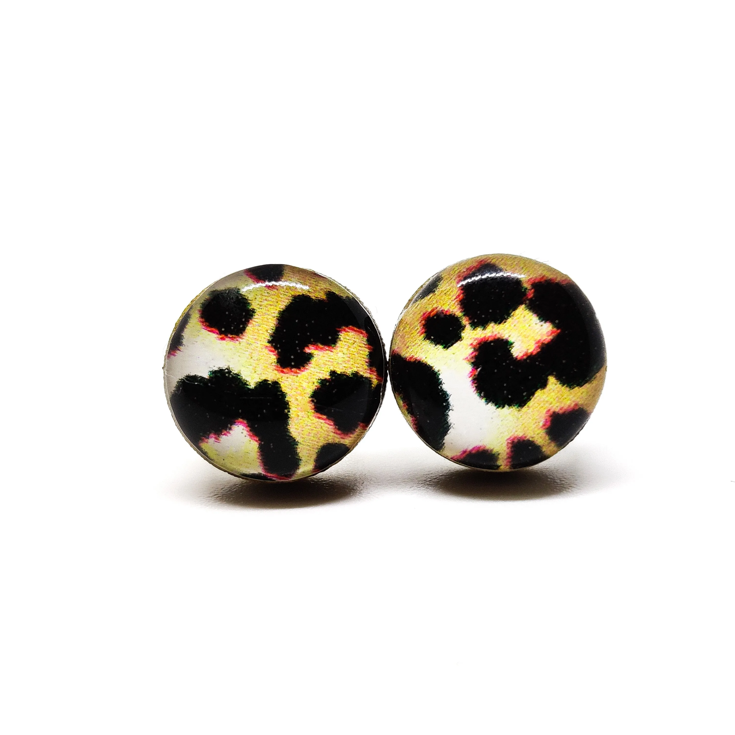 Black and Tan Cheetah Print Stud Earrings by Candi Cove Designs