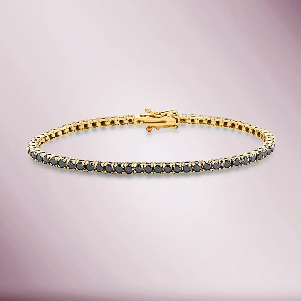 Black Diamond Tennis Bracelet (2.90 ct.) 2 mm 4-Prongs Setting in 14K Gold