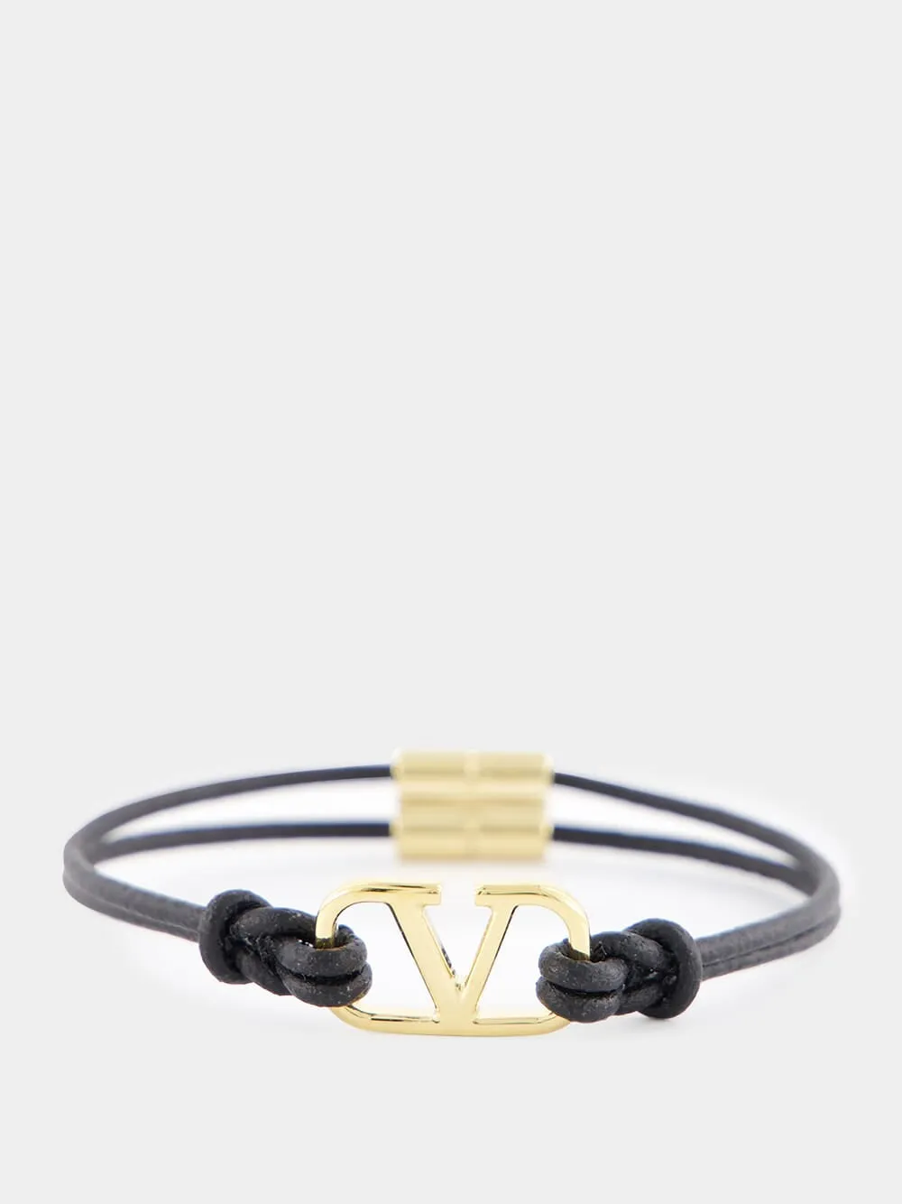 Black VLogo Signature Leather Bracelet