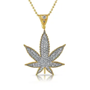 Bling Bling Marijuana Leaf Gold Pendant