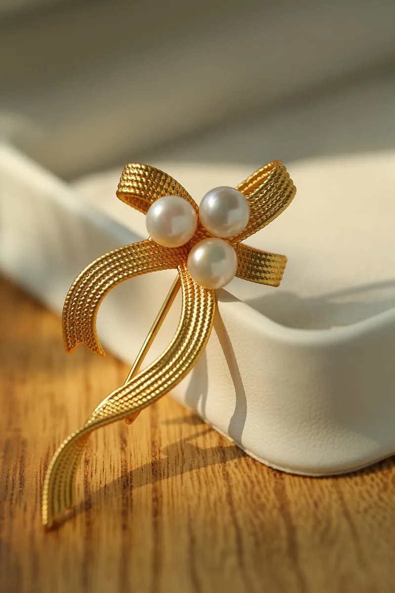 Bow Freshwater Pearl Brooches