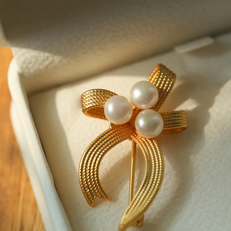 Bow Freshwater Pearl Brooches