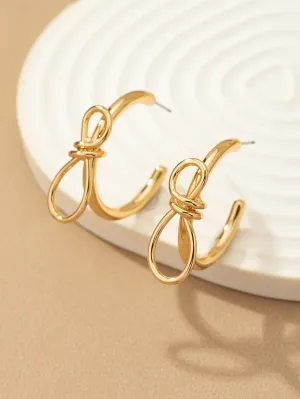 Brass Bow Hoop Earrings