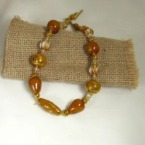 Brown and Gold Fair Trade Bead  Necklace Kazuri