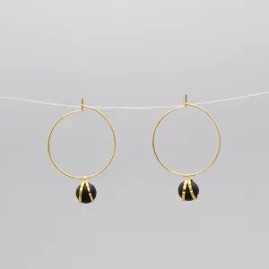 Caged ball charm gold hoop earrings