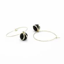 Caged ball charm gold hoop earrings