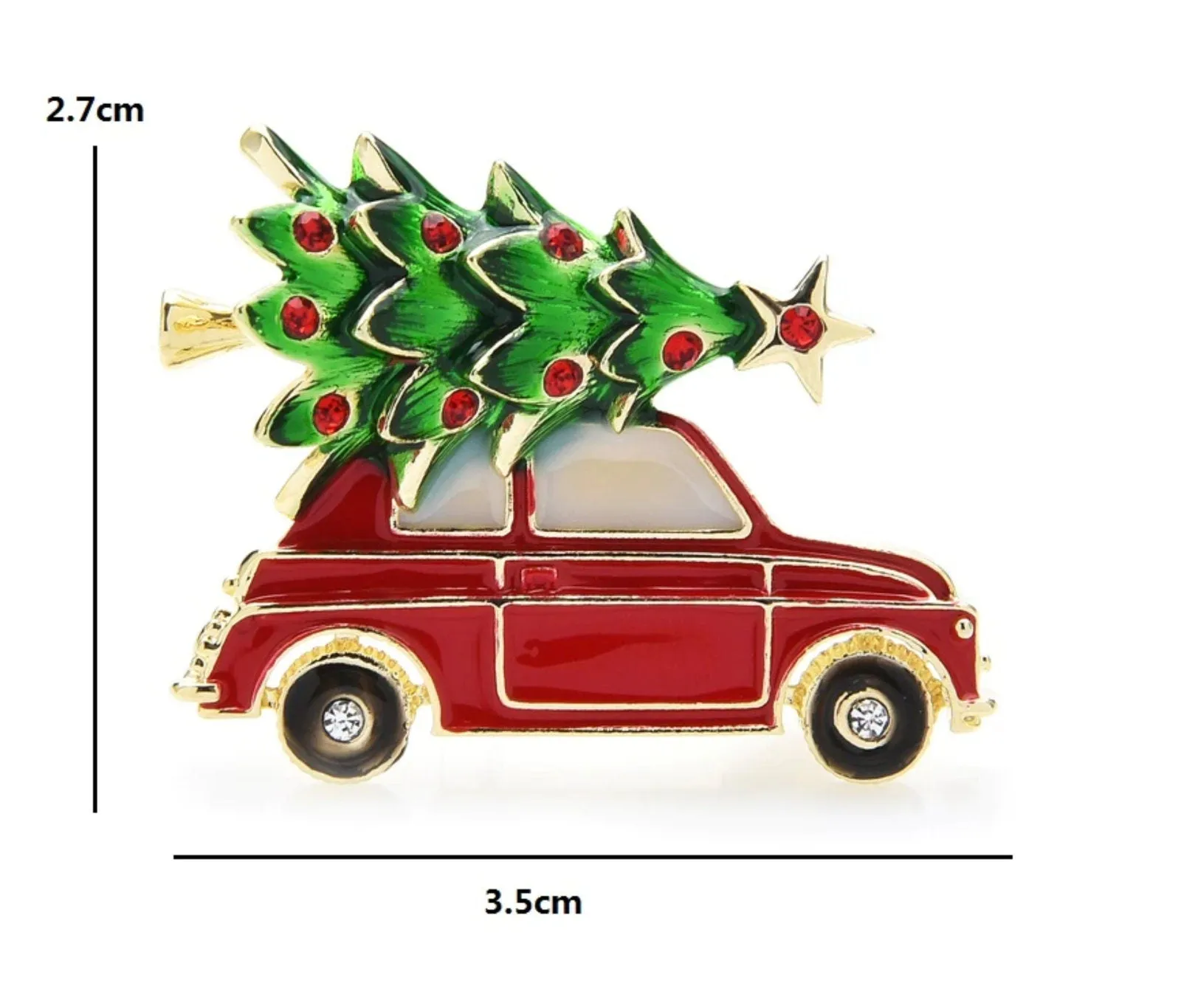 Car Christmas Tree Brooch Celebrity Pin Vintage Look Gold Plated Queen Broach S1