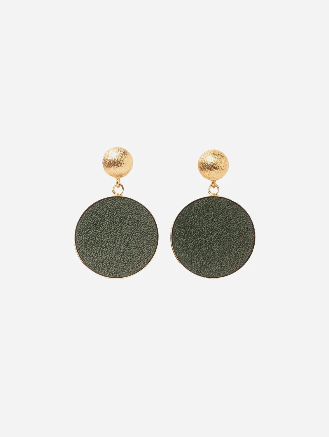 Charlotte 24ct Gold Plated Stud Earrings | Dark Green & Gold