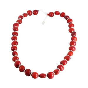 Classic “Ecofriendly”  Adjustable Red Necklace for Women w/Meaningful Seed Beads 18”-20”