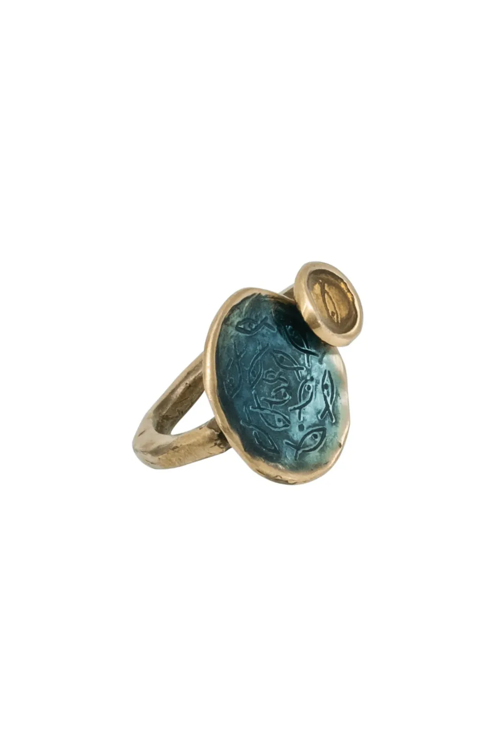 Costiera Ring in Aqua & Mustard