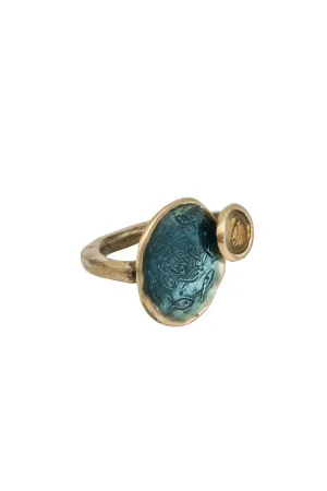 Costiera Ring in Aqua & Mustard