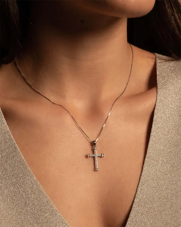 CROSS PENDANT - SILVER AND ZIRCONIA