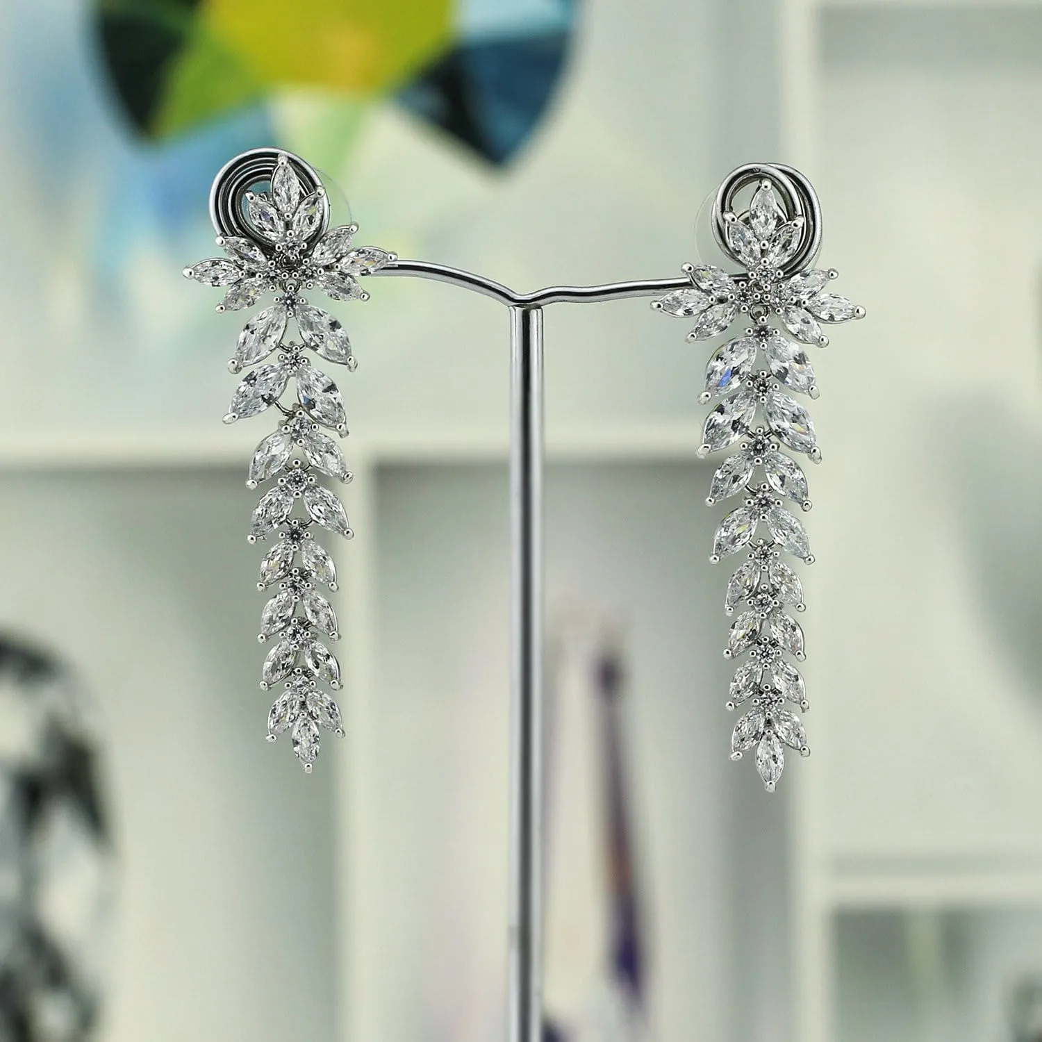 Crystal Cubic Zirconia CZ Copper Water Drop Dangle Earring CE10627