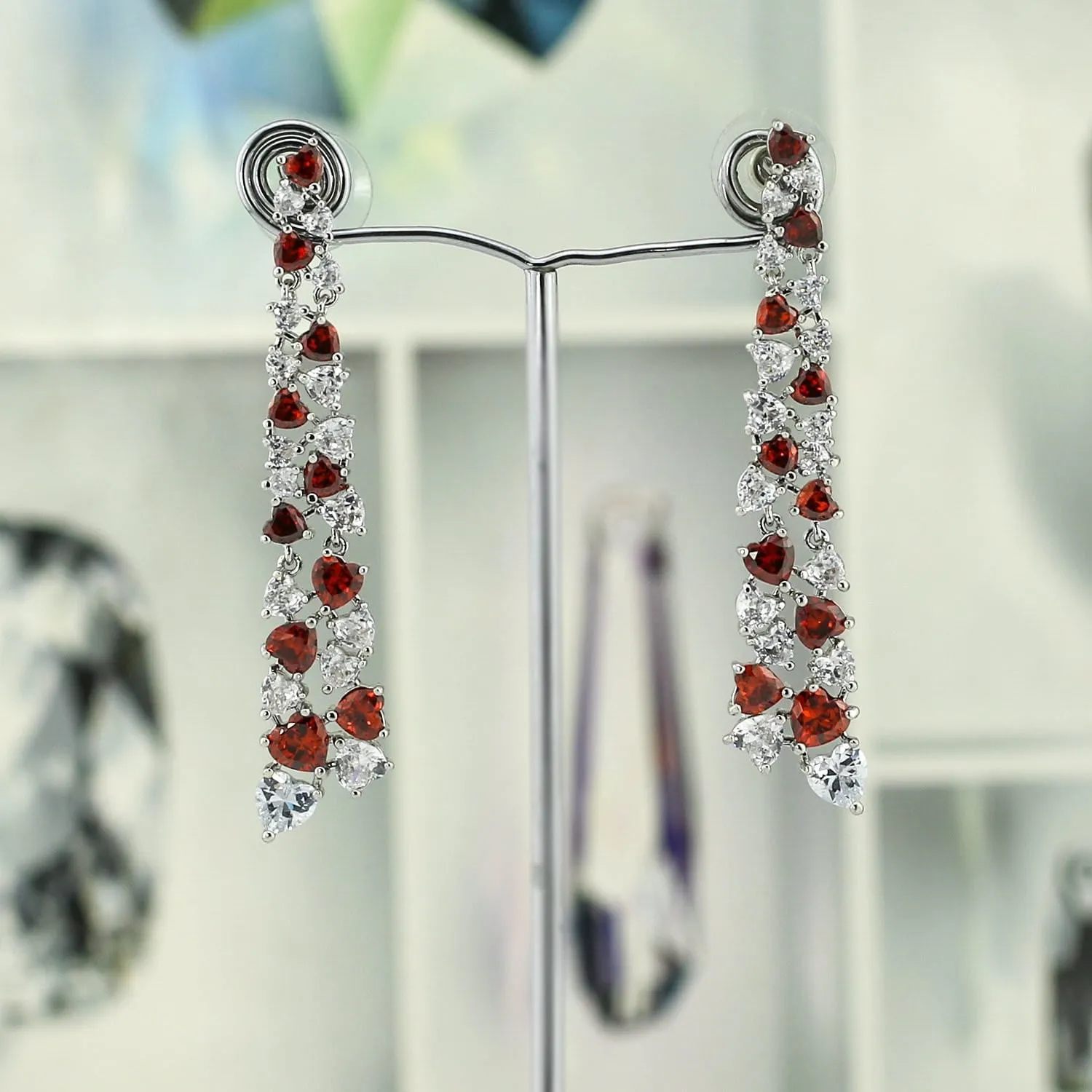 Crystal Cubic Zirconia CZ Copper Water Drop Dangle Earring CE10858