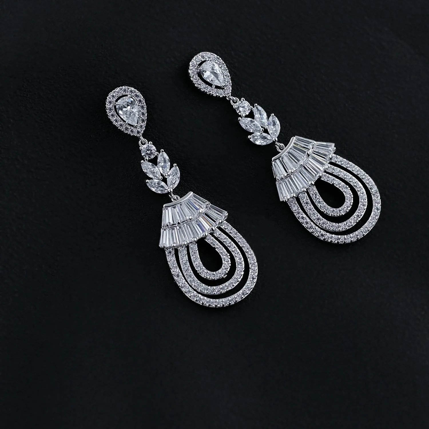 Cubic Zircon CZ Copper Wedding Dangle Wedding Earring  CE10496