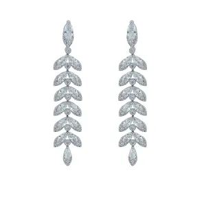 Cubic Zirconia Drop Dangle Bridal Wedding Leaf Earring CE10081