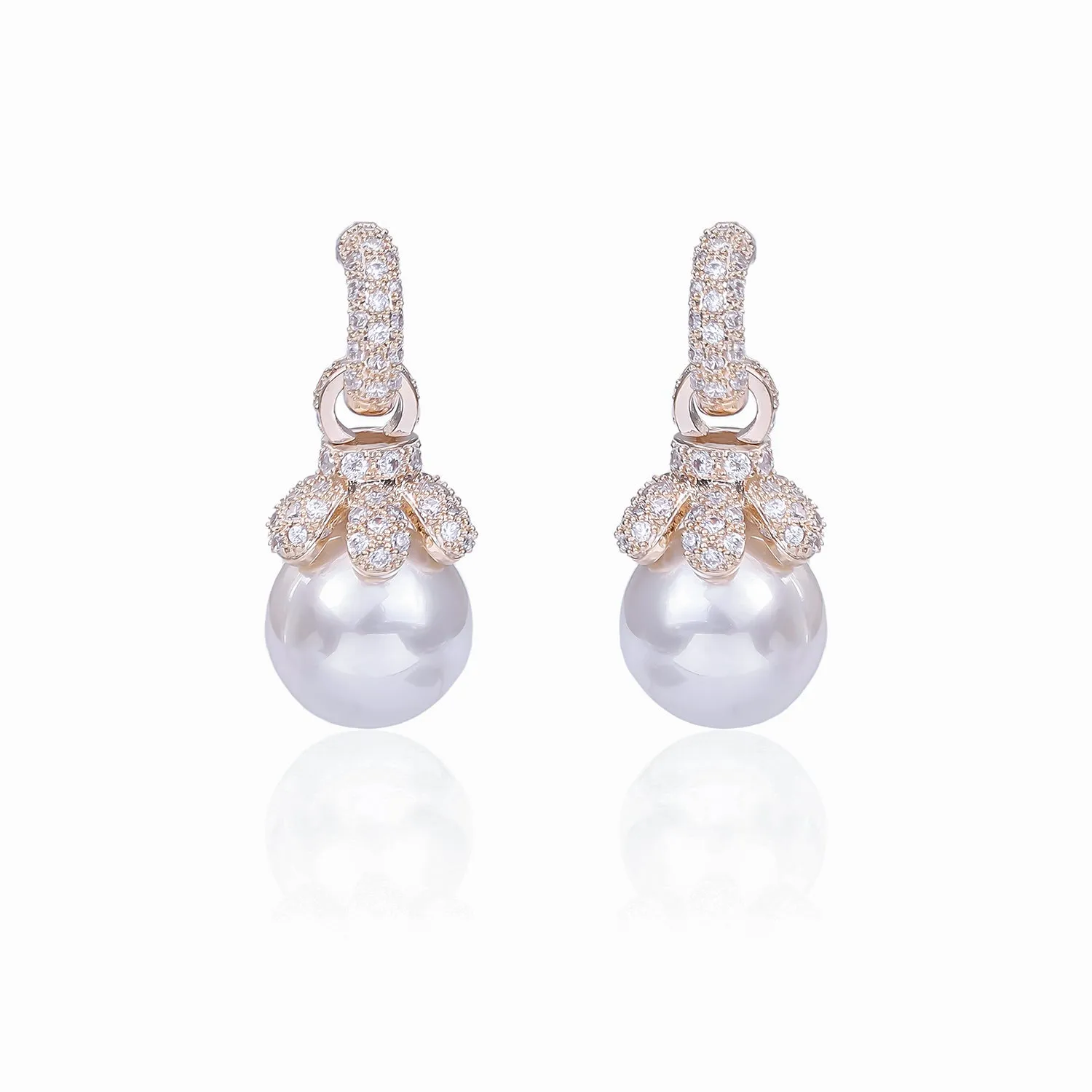 Cubic Zirconia Pearl Dangle Earring for Bridal Jewelry CE10780