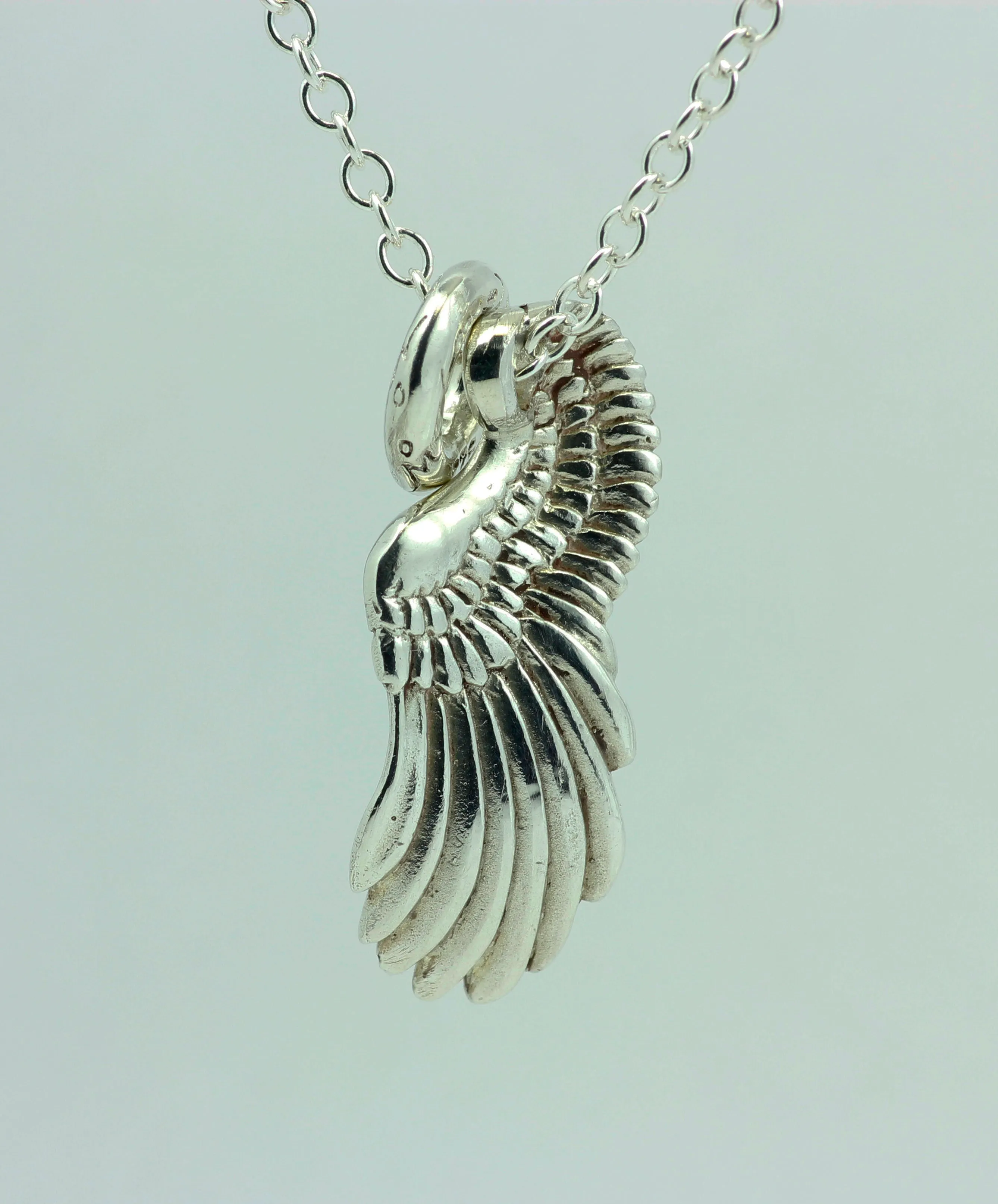 Curvey Angel Wing & Small Halo Pendant