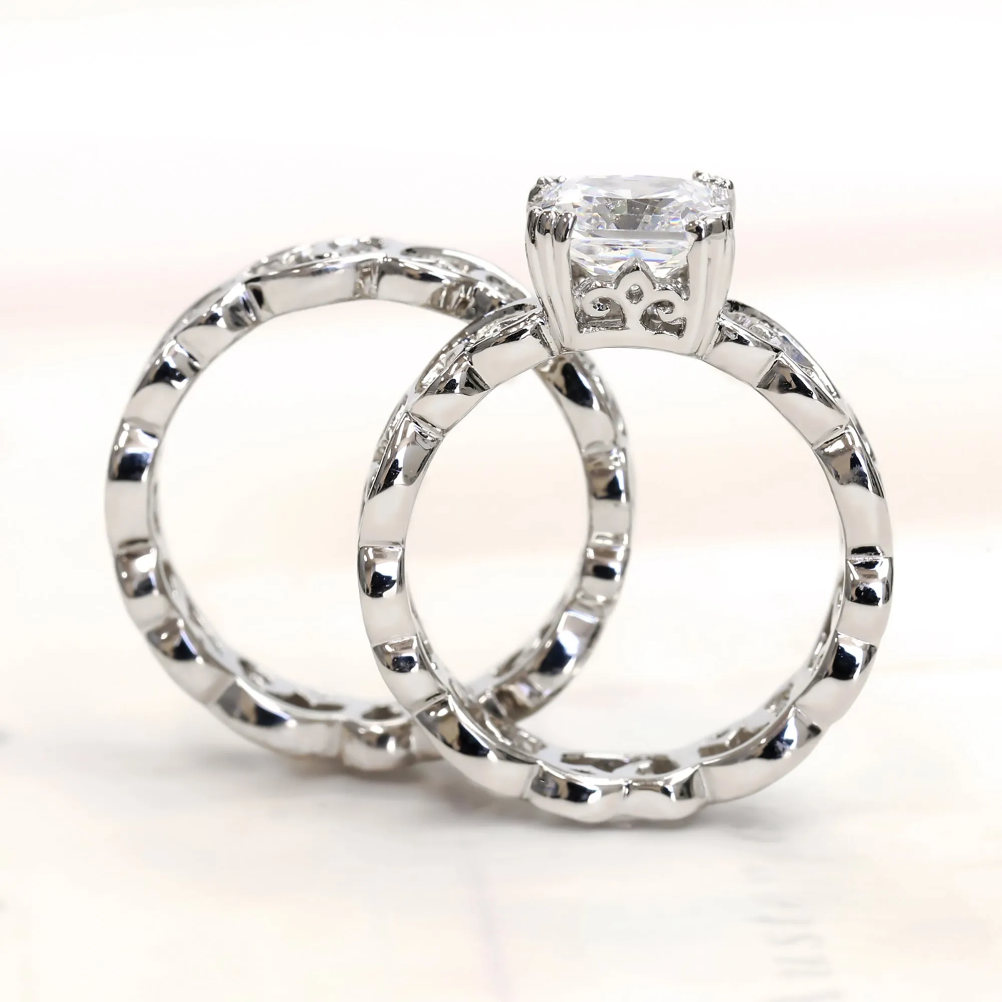 Cushion Cut Vintage Bridal Set