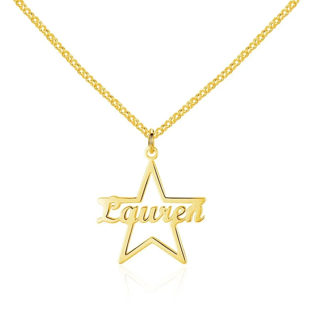 Custom Made Name Star Necklace & Pendants Personalized Real 925 Sterling Silver Nameplate