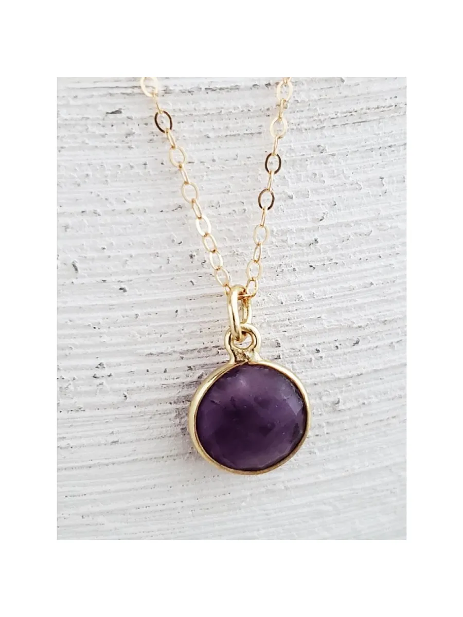 Cut Gemstone Disc Necklace